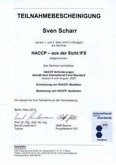 HACCP Zertifkat