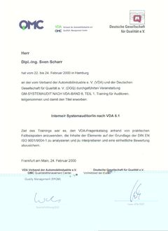 Interner Systemauditor nach VDA 6.1