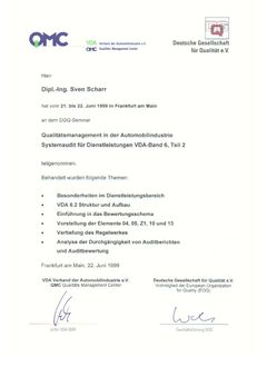 Systeauditor für Dienstleistungen VDA-Band 6, Teil 2